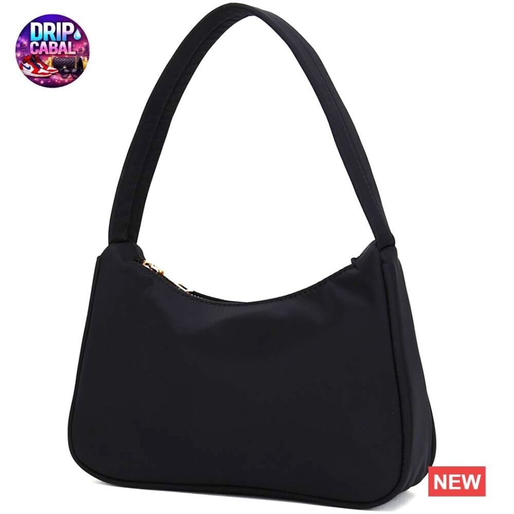 Nylon Mini Shoulder Bag Elegant Feminine Retro Style Zipper Closure